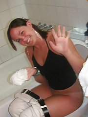 Dirty pics of hot cuties sitting in the WC
